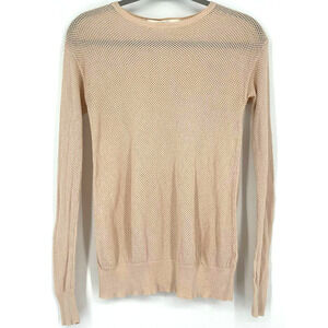 Zara Knit Tan Open Pullover Sheer Small Long Sleeve